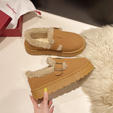 kamames Women's Snow Boots 2024 Autumn And Winter New Large Woolen Shoes Thick-Soled Cotton Shoes