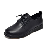 kamames kamames Small Leather Shoes For Women In The Fall Of 2023, The New Head Layer Cowhide Lace-Up Flat-Soled Shoes Are Solid All The Year Round.
