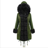 eBay  autumn and winter explosion slim-fit warm women's coat medium and long hooded imitation fur cotton coat wholesale