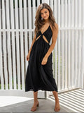 kamames Fashion Bandage Halther Long Dress For Women Sexy Hollow Out Black Dresses Slim Bikini Outwear Party Club Vestido Feminino