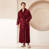 Ultra-Soft, Quick-Dry Flannel Bathrobe for Couples - Extra Long & Thick, Absorbent, Loose Fit with Pockets - Perfect for Home, Spa, and Hotel Use