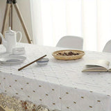 1pc Elegant Plaid & Lace Macrame Tablecloth - Stain & Waterproof, Ideal for Home Decor & Outdoor Events