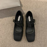 kamames And Winter 2024 New Style Thick-Heeled Mary Jane Shoes With Square Head Style With Skirt And Single Shoes For Women's Shoes