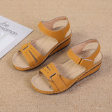 kamames Summer New Retro Women's Shoes Sandals Car Line Hole Shoes Large Size Round Head Slope Heel Comfortable Sandals Women
