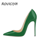 kamames Shoe Heel Sexy Woman High Heel 12 cm Stilettos Women Party Brand Designer Shoes Patent leather Pointed Toe QP055 ROVICIYA