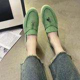 kamames kamames Summer New Sweet Women's Flat Shoes Bean Shoes Autumn Lazy Solid Color Round Head Single Shoes Women's 42 Plus Size Shoes