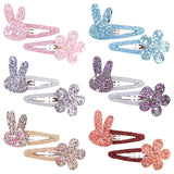 2 Pcs/lot New Girls Cute Rabbit Flower Hair Clips Sweet BB Glitter Hairpins Barrettes Headwear Fashion Hair Accessories For Kids