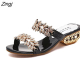 kamames New women shoes slippers summer beach sandals Fashion women Rhinestone outdoor slippers flip flops shoes women mujer