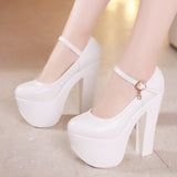 kamames Catwalk Model Catwalk Shoes Female Super High Heels 15Cm Thick Heel Waterproof Platform Round Head Nightclub Single Shoe Girl