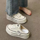 kamames kamames Half Slippers Female Summer Outside Wear 2023 New Women's No Heel Lazy Canvas Shoes Platform Casual Sandals