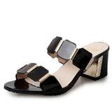 Sandals  Open Toe Women Chunky Heels Casual Womens Black White All-match Female Pumps Fashion Buckle Shoes H2403285QIS