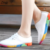 kamames Breathable Genuine Leather Flats Shoes Woman Sneakers Tenis Feminino Nurse Peas Flats Shoes Plus Size Women Shoes