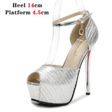 kamames Bling Sandals Women Shoes 2021 Gladiator High Heels 12CM Platform Sandals Pumps Peep Toe Ladies Shoes Party Bridal Wedding Shoes