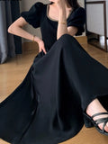 Zingj Black Midi Dresses for Women New 2023 Elegant Party Fashion Slim A-line Female Clothes Birthday Evening Vintage Chic Robe