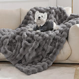 1pc Faux Rabbit Fur Blanket For Bed, Thick & Warm Bed Blanket For Winter, Soft Cozy Fluffy Decorative Blankets For Living Room, Bedroom, Heavy Furry Luxury Blanket Gifts, Grey