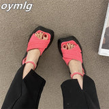 kamames design fluorescent color thick-soled platform sandals women's 2022 summer new one-word buckled open-toed shoes pumps