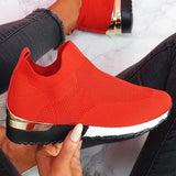 kamames Spring Knitting Socks Shoes Women 2022 Mesh Breathable Platform Sneakers Slip on Flat Casual Loafers Ladies Vulcanized Shoes