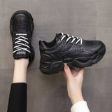 kamames kamames Autumn And Winter New Leather Face Round Head Shoes Girls Retro Thick Platform Sports Single Shoes Wheat Ear Casual Dad Shoes Women
