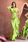 kamames Beren One Shoulder Satin Maxi Dress