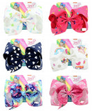 8inch JoJo Bows JoJo Siwa Printed Grosgrain Ribber Hair Bow For Baby Girls Rainbow Handmade Hair Clips Headwear Hair Accessories