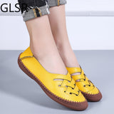 2020 big size 45 genuine leather Boat Shoes Casual women shoes woman easy for walking comfortable flats