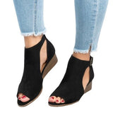 kamames Size 43 Shoes Women Summer Fashion Fish Flat Wedge Women's Sandals Buckle Closed Toe Roman Women's Sandles Sandalias Mujer