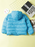 Kid's Solid Color Hooded Padded Jacket, Light-weight Warm Zip Up Coat, Boy's Clothes For Winter Outdoor, As Gift