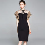 Summer 2024 New Women's Clothing Black Slim Sexy Dress Skirt Temperament Polka-Dot Slim-Fit Mid-Length Dress