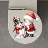 Santa & Snowman Christmas Wall Decal - Self-Adhesive, Reusable Holiday Decor for Bathroom, Perfect for Toilet Seats & Water Tanks, Festive Home Decoration Sticker