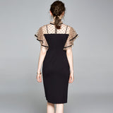 Summer 2024 New Women's Clothing Black Slim Sexy Dress Skirt Temperament Polka-Dot Slim-Fit Mid-Length Dress