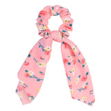 Korean Bow Long Ribbon Hair Scrunchie Chiffon Floral Print Sweet Elastic Hair Band Ponytail Hair Scarf Hair Tie Hair Accessories