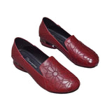 kamames kamames 2024 Spring And Autumn, The New Soft Leather Embroidered Retro Single Shoes, Women's Shallow Mouth Round Head, Low Heel And Thick Heel Temperament Mother Shoes