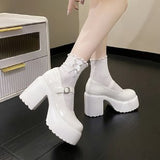 kamames 2024 New Waterproof Platform High Heels Women's Thick Heels Black Sexy Catwalk Cheongsam Professional Women's Singles Shoes