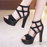 kamames Sandals Women's 2023 Summer High Heels Open-Toed Thick Heels Waterproof Platform Large Size 41-43 Catwalk Catwalk Shoes