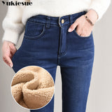 kamames Jeans Female High Waist Denim Skinny Warm Thick Jeans for women Mujer clothes Velvet Pants Stretch Pantalon Femme