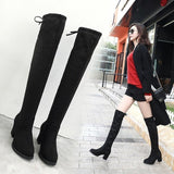 kamames Warm Fur Winter Boots Women Slim Stretch Lycra Platform Knee High Boots Ladies Long Boots Winter Shoes Over the Knee Boots