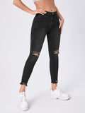 NEW Essnce Ripped Raw Cut Skinny Jeans