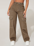 NEW PETITE High Waist Flap Pocket Cargo Jeans