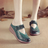 kamames kamames Muffin Heel Flat-Soled Women's Slippers Cave Style Leather Hollowed-Out Sticky Mother Shoes Flat Soles Raised Soft Soles