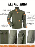 Men's Stretchable Cotton Long-Sleeve Top - Slim Fit, Half Zipper, Pockets - Ideal for Hiking, Climbing, Camping, and Fishing