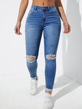 NEW Essnce Ripped Raw Cut Skinny Jeans