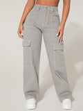 NEW PETITE High Waist Flap Pocket Cargo Jeans