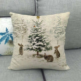 1pc Vibrant Festive Elk and Snowman Linen Throw Pillow Cover - Throw Pillow Covers for Holiday Home Decor, Gift Giving, and Cozy Winter Ambiance