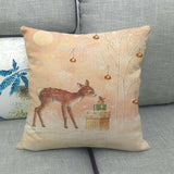 1pc Vibrant Festive Elk and Snowman Linen Throw Pillow Cover - Throw Pillow Covers for Holiday Home Decor, Gift Giving, and Cozy Winter Ambiance