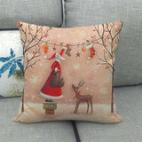 1pc Vibrant Festive Elk and Snowman Linen Throw Pillow Cover - Throw Pillow Covers for Holiday Home Decor, Gift Giving, and Cozy Winter Ambiance