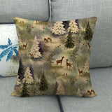 1pc Vibrant Festive Elk and Snowman Linen Throw Pillow Cover - Throw Pillow Covers for Holiday Home Decor, Gift Giving, and Cozy Winter Ambiance