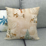 1pc Vibrant Festive Elk and Snowman Linen Throw Pillow Cover - Throw Pillow Covers for Holiday Home Decor, Gift Giving, and Cozy Winter Ambiance