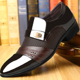 Mens Luxury Patent Leather Slip-On Oxford Shoes - Soft PU Insole, Rubber Sole, Solid Color Design - Perfect for Wedding, Party, Office Formal Events