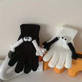 Short Couple Holding Hands Gloves Thick Soft Warm Knit Gloves Autumn Winter Coldproof Split Finger Gloves