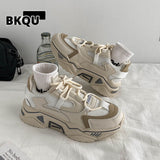 kamames Patchwork Woman Vulcanize Shoes 2022 Autumn Platform Sneakers Breathable Mesh Ladies Footwear Casual Ladies Footwear